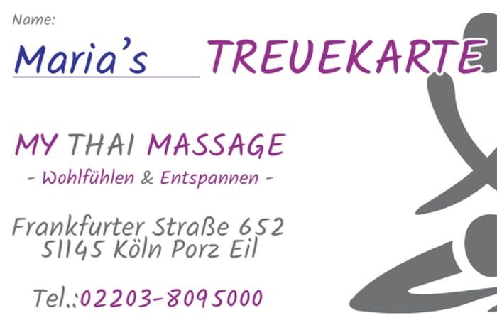 Bonuskarte Neu Front My Thai Massage Köln Porz Thai And Wellness Massage